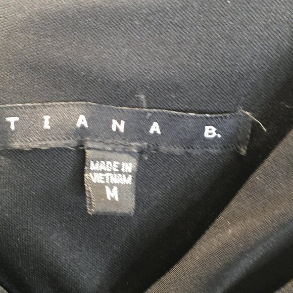 Tiana B. Dress Womens Medium Black Drapey Ruched A-Line Cocktail Little Black - Picture 5 of 13